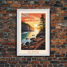 Carregar imagem no visualizador da galeria, Acadia National Park, Framed Wall Art Canvas Print, Travel Poster, Travel Art, Roadtrip Decor, Cool Wall Art, Retro State Park Art