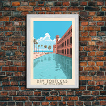 Carregar imagem no visualizador da galeria, Dry Tortugas National Park Florida Travel Art, National Park Print, Minimalist Travel Art, Midcentury Modern Style Landscape Painting