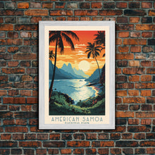 Load image into Gallery viewer, American Samoa National Park Vatia Travel Art, National Park Print, Minimalist Travel Art, Midcentury Modern Style Landscape Painting