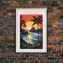 Load image into Gallery viewer, American Samoa National Park, Framed Wall Art Canvas Print, Travel Poster, Travel Art, Roadtrip Decor, Cool Wall Art, Retro State Park Art