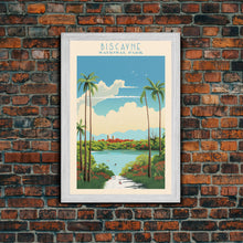 Load image into Gallery viewer, Biscayne National Park, Framed Wall Art Canvas Print, Travel Poster, Florida Travel Art, Roadtrip Decor, Cool Art, Retro State Park Art