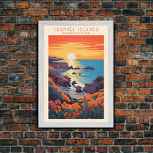 Cargar imagen en el visor de la galería, Channel Islands National Park California Travel Art, National Park Print, Minimalist Travel Art, Midcentury Modern Style Landscape Painting