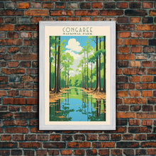 Cargar imagen en el visor de la galería, Congaree National Park Travel Poster Print, Canvas Print Wall Art, South Carolina Travel Art, Midcentury Modern Travel Decor