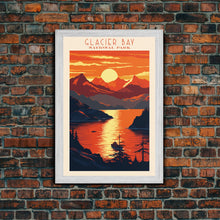 Load image into Gallery viewer, Glacier Bay National Park Travel Poster Art, Canvas Print Wall Art, Alaska Travel Art, Midcentury Modern Travel Decor, MCM Wall Art