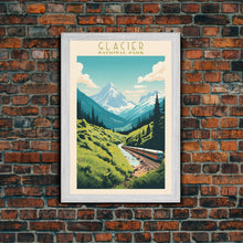 Carregar imagem no visualizador da galeria, Glacier National Park Travel Poster Art, Canvas Print Wall Art, Montana Travel Art, Midcentury Modern Travel Decor, MCM Wall Art