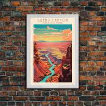 Load image into Gallery viewer, Grand Canyon National Park Travel Poster Art, Canvas Print Wall Art, Arizona Travel Art, Midcentury Modern Travel Decor, MCM Wall Art