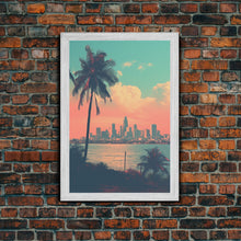 Cargar imagen en el visor de la galería, Cityscape Wall Art, Tropical Wall Art, Palm Tree Art, Canvas Print, Wall Hanging, Portrait Art, City Wall Art, Gifts For Grandma, Office Art