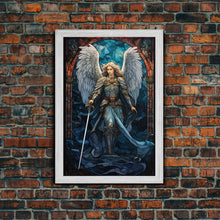 Load image into Gallery viewer, Angel, Angel Warrior, Fantasy Art, Canvas Print, Wall Hanging, Portrait Art, Stained Glass Art, Christian Wall Decor, Country Wall Art