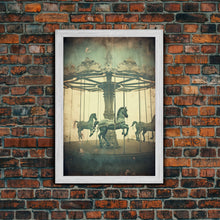 Load image into Gallery viewer, Carnival Art, Circus Print, Carousel Art Print, Canvas Print, Wall Hanging, Portrait Art, Spooky Room Decor, Entryway Prints, Home Wall Art