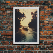 Load image into Gallery viewer, Boat Art, River Wall Art, Adventure, Canvas Print, Wall Hanging, Portrait Art, Nature Wall Art, Gift For Boss, Office Wall Art, Room Decor