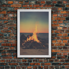 Carregar imagem no visualizador da galeria, Campfire Wall Art, Beach Wall Art, Coastal Print, Canvas Print, Wall Hanging, Portrait Art, Minimalist Wall Art, Ocean Art, Military Gift