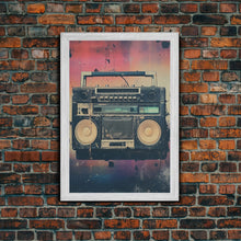 Load image into Gallery viewer, Boombox, Music Wall Art, Retro Wall Art, Canvas Print, Wall Hanging, Portrait Art, Apartment Wall Decor, Gaming Wall Decor, Above Bed Art