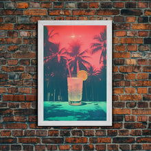 Cargar imagen en el visor de la galería, Cocktail Wall Print, Palm Tree Wall Art, Tropical Wall Art, Beach Wall Art, Canvas Print, Wall Hanging, Portrait Art, Bar Decor, RV Wall Art