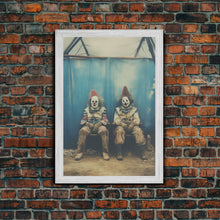 Load image into Gallery viewer, Clown Art, Clown Print, Canvas Print, Wall Hanging, Portrait Art, Halloween Wall Decor, Spooky Room Decor, Moody Wall Art, Horror Decor