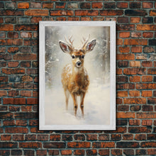 Carregar imagem no visualizador da galeria, Cute Buck Wearing A Santa Hat, Christmas Decor, Woodland Animals, Christmas Wall Art, Winter Decor, Holiday Decor, Seasonal Decor, Cute Deer