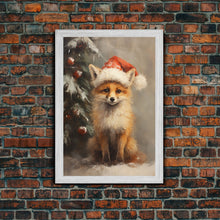 Carregar imagem no visualizador da galeria, Cute Christmas Red Fox - Farmhouse Christmas Decor - Fawn Dressed For Christmas - Xmas Decor - Christmas Wall Art- Holiday Decorations