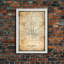 Cargar imagen en el visor de la galería, Columbus vintage map print poster or framed canvas, Ohio map print poster canvas, Columbus city map print poster canvas