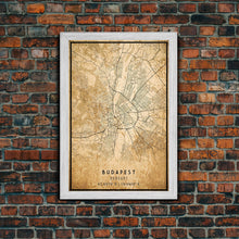 Carregar imagem no visualizador da galeria, Budapest Hungary map print poster or framed canvas, Budapest map print poster canvas, Budapest map print poster canvas, Vintage Travel Art