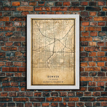 Load image into Gallery viewer, Denver map print poster canvas, Colorado map print poster canvas, Denver city map print poster canvas, framed road map art, office decor