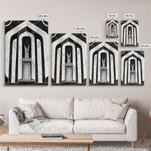 Load image into Gallery viewer, Art Deco Black And White Art Print, Art Deco Architecture, Framed Canvas Print, Ready To Hang Framed Wall Art, Living Room Wall Hanging