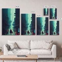 Load image into Gallery viewer, Cyberpunk Tokyo, 80s style retro-futurism, blade runner inspired art, ready to hang framed canvas print wall decor