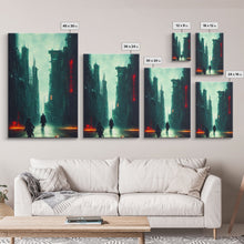 Load image into Gallery viewer, Cyberpunk Demon Art, Demon in the streets of Tokyo, Framed Canvas Print, Ready To Hang Framed Wall Art