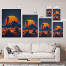 Carregar imagem no visualizador da galeria, Fiery Orange Sunset Cactus Desert Wall Art Canvas Print - Vibrant Colors of a Desert Oasis Artwork