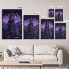Carregar imagem no visualizador da galeria, Transylvania Art, Cool Medieval castle 8 bit pixel art, fantasy art, framed canvas print, Cool castle art