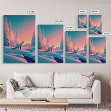 Carregar imagem no visualizador da galeria, Cute arctic fox art in the snow, framed canvas print