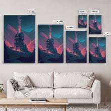 Carregar imagem no visualizador da galeria, Fire-Watch, Watch Tower art, vaporwave aesthetic wall art, framed canvas print