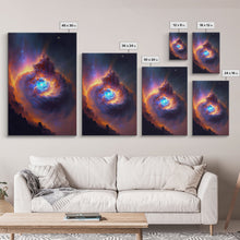 Cargar imagen en el visor de la galería, Colorful Nebula in Deep Space, Framed canvas print, retrowave watercolor space art