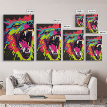 Cargar imagen en el visor de la galería, CHOMP! Wolf Bite! Framed Canvas Print, Unique Pop Art Style Animal Print