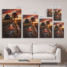 Load image into Gallery viewer, Country Lane Sunset Canvas Print, Country Roads, Dirt Road Art, Primitive Decor