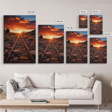 Carregar imagem no visualizador da galeria, Abandoned Train Tracks Somewhere In The Arizona Desert, Framed Canvas Print, Western Decor
