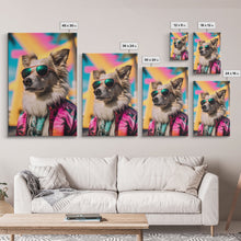 Load image into Gallery viewer, Dog With Shades, Pomeranian Wall Print, Dog Wall Art, Pink Shirt, Funny Wall Art, Framed Wall Art, Framed Canvas, Wall Print, Wall Canvas