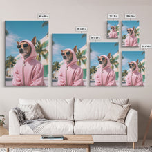 Cargar imagen en el visor de la galería, Chihuahua Wall Print, Dog Wall Art, Dog Sunglasses, Pink Hoodie, Funny Wall Art, Framed Wall Art, Framed Canvas, Wall Print, Wall Canvas
