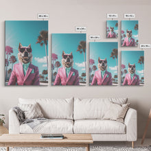 Carregar imagem no visualizador da galeria, Akita Wall Print, Dog Wall Art, Dog Sunglasses, Pink Business Suit, Funny Wall Art, Framed Wall Art, Framed Canvas, Wall Print, Wall Canvas