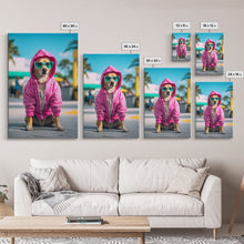 Cargar imagen en el visor de la galería, Chihuahua Wall Print, Copy of Dog Sunglasses, Pink Hoodie, Dog Wall Art, Funny Wall Art, Framed Wall Art, Framed Canvas, Wall Print