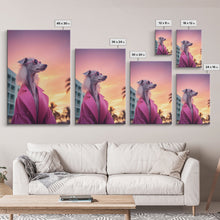 Carregar imagem no visualizador da galeria, Afghan Hound Wall Print, Dog Wall Art, Dog Sunglasses, Dog In Pink Suit, Funny Art, Framed Wall Art, Framed Canvas, Wall Print, Wall Canvas