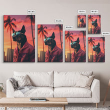 Cargar imagen en el visor de la galería, Chihuahua Wall Print, Dog Wall Art, Dog Sunglasses, Dog In Pink Jacket, Funny Art, Framed Wall Art, Framed Canvas, Wall Print, Wall Canvas
