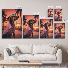 Load image into Gallery viewer, Dachshund Wall Print, Dog Portrait, Dog Sunglasses, Dog In Pink Suit, Dog Art Print, Framed Wall Art, Framed Canvas, Wall Print, Wall Canvas