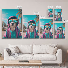 Cargar imagen en el visor de la galería, Corgi In Pink And Blue Hoodie Sunglasses Wall Print, Dog Art Print, Dog Portrait, Framed Wall Art, Framed Canvas, Wall Print, Wall Canvas