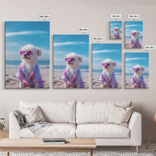 Load image into Gallery viewer, CShih Tzu In Beach Sunglasses Wall Print, Dog Décor, Dog Print, Dog Portrait, Framed Wall Art, Framed Canvas, Wall Print, Wall Canvas