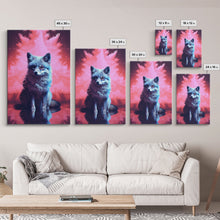 Load image into Gallery viewer, Black Fox Wall Print, Animal Art Print, Animal Portrait, Pink Art, Wildlife Art, Framed Wall Art, Framed Canvas, Wall Print, Wall Canvas