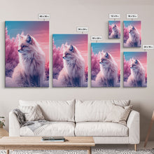 Load image into Gallery viewer, Arctic Fox Wall Print, Animal Art Print, Animal Portrait, Pink Art, Wildlife Art, Framed Wall Art, Framed Canvas, Wall Print, Wall Canvas