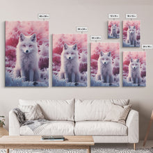 Load image into Gallery viewer, Arctic Fox Wall Print, Animal Art Print, Animal Portrait, Pink Art, Wildlife Art, Framed Wall Art, Framed Canvas, Wall Print, Wall Canvas