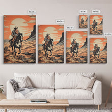 Load image into Gallery viewer, Cowboy Wall Decor, 12x18 Art Print, Equestrian Wall Art, Western Decor, Southwestern Art, Wild West Painting Wall Art, Framed Canvas Print