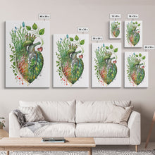 Carregar imagem no visualizador da galeria, Florapunk Heart, Anatomical Heart Painting Canvas Print, Watercolor Heart, Human Heart, Pond Heart, Marsh Painting, Waterlily, Lily pads