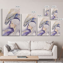 Load image into Gallery viewer, Dragon Painting Canvas Print, Dragon Art, Fantasy Art, Fantasy Painting Wall Art, Girl and Her Dragon, Dragon Girl