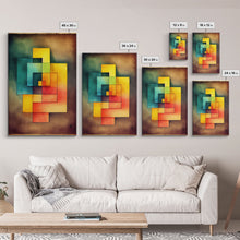 Load image into Gallery viewer, Framed Canvas Print Wall Art Set Color Blocks Abstract Shapes Illustrations Mid Century Modern Wall Art Boho Decor Abstract Wall Art